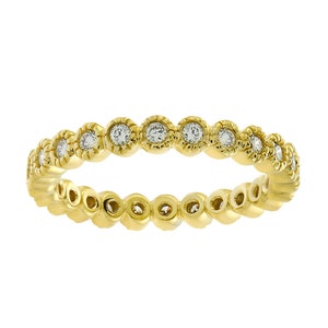0.40 Karaat Rond Geslepen Diamant Eternity Band 18k Geel Goud Gemaakt door &quot;Spark&quot;