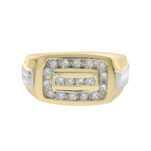 0.50 Carat Round Cut Channel Setting Diamonds Mens Ring 14K Yellow Gold