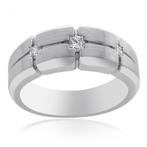 0.35 Carat Princess Cut Diamond Mens Wedding Band 14K White Gold