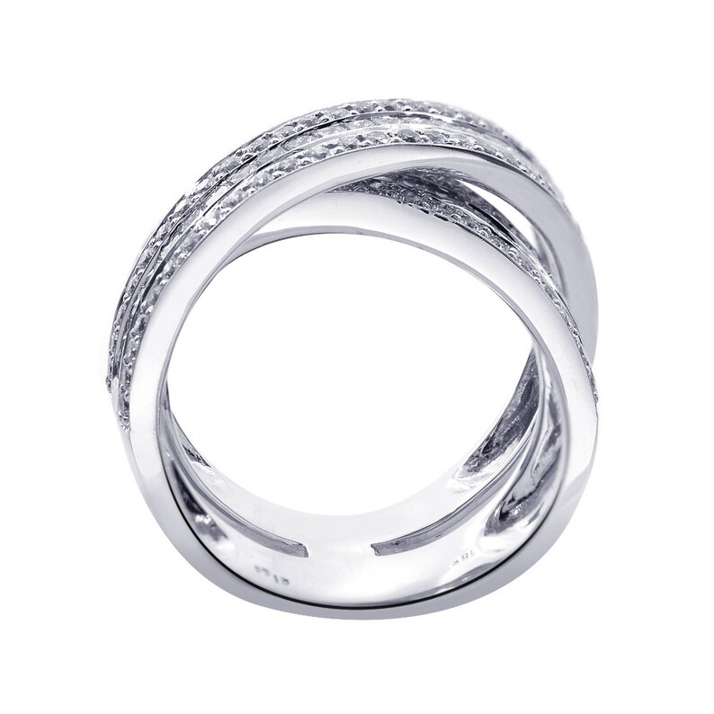 2 Carat Princess & Round Cut Criss Cross Diamond Anniversary Ring 18K White Gold image 3