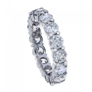 3.84 Carat Round Cut Diamond Eternity Band Ring 14k White Gold image 3