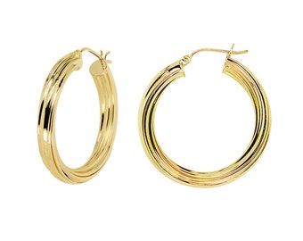 Round Twisted Hoop 14K Yellow Gold Earrings