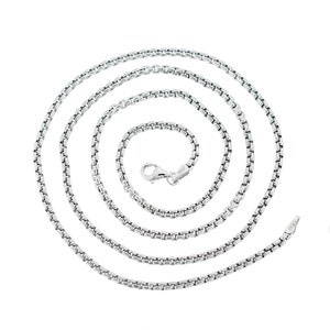 925 Sterling Silver Round Box Chain Necklace Made In Italy 2.2 mm