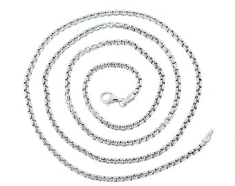 Black Bow Jewelry 1.25mm Sterling Silver D/c Solid Round Box Chain Necklace 20 Inch