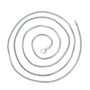 925 Sterling Silver Round Box Chain Necklace Made In Italy 1.8 mm