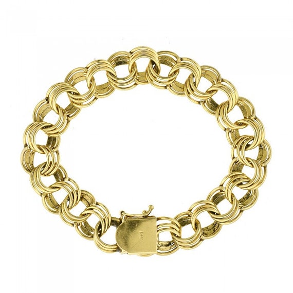 Buy 8 Ladies 14K Yellow Gold Circle Link Bracelet Online in India
