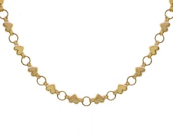 5.80mm 14K Yellow Gold Hearts Necklace Chain