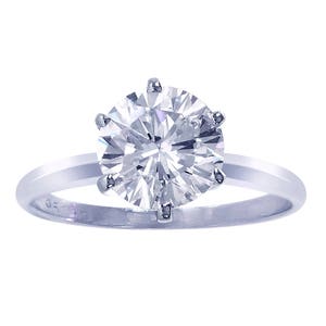 2.52 Carat Lab Diamond Ring / 2.52 CT Round Diamond / Round Cut Engagement Ring / 14k White Gold / Thin Engagement Ring