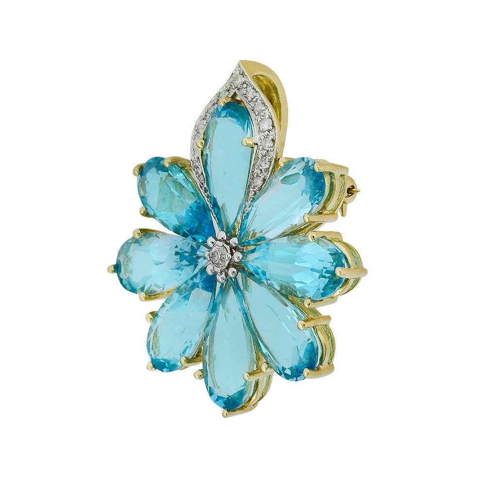 20.0 Ct. Tw. Blue Topaz and 0.20 Ct. Tw. Round Cut Diamond
