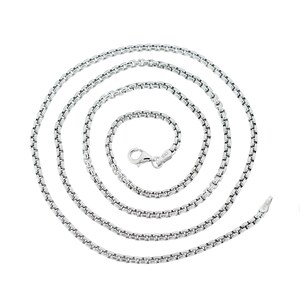 925 Sterling Silver Round Box Chain Necklace Made In Italy 2.5 mm