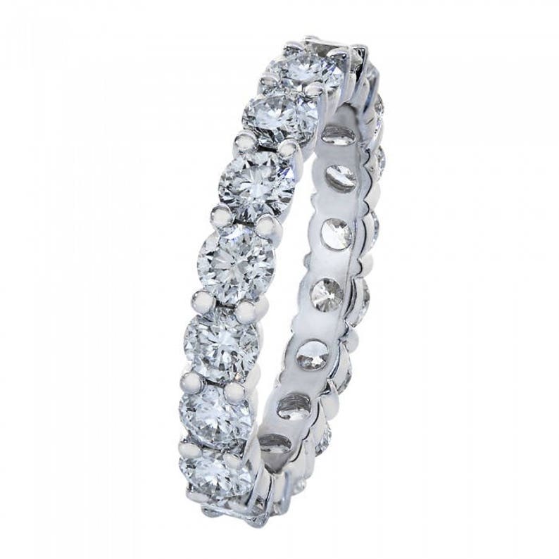 2.50 Carat Round Cut Diamond Eternity Band Ring 14k White Gold image 3