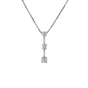 0.40 Carat Round Diamond Three Stone Journey Pendant on 16 Chain 14K White Gold image 1