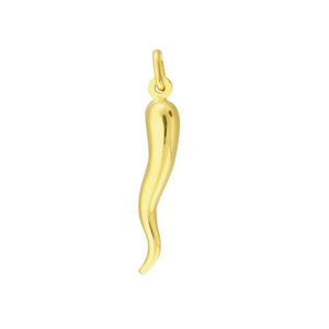 14K Yellow Gold Italian Horn 3D Lucky Pendant
