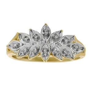 Diamond Accent vintage Ladies Bague 10K Or Jaune