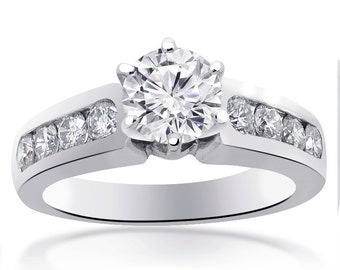 1.75 Carat G-SI1 Natural Round Cut Diamond Engagement Ring 14K White Gold