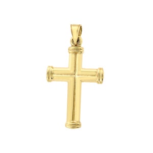 14K Gelbgold Religiöses Kreuz Anhänger Italien