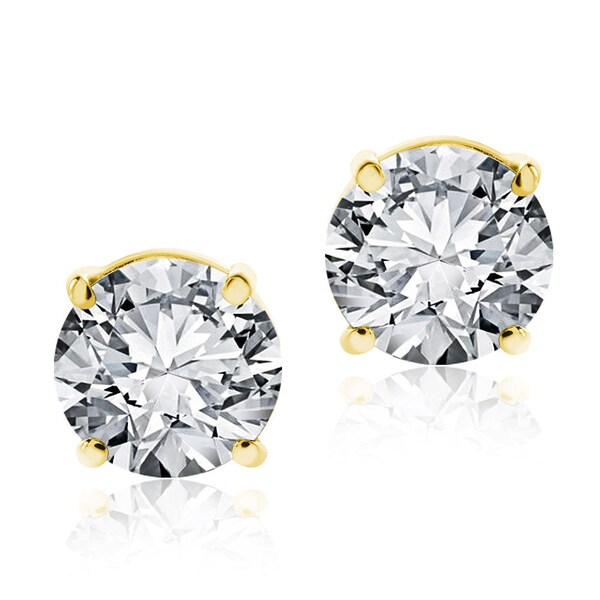 1.00ct Round Brilliant Cut Screwback Basket Stud Earrings Solid 14K Yellow Gold