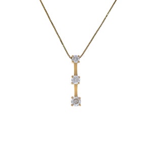 0.55 Ct.tw Round Diamond Three Stone Journey Pendant On 16&quot; Chain 14k Necklace
