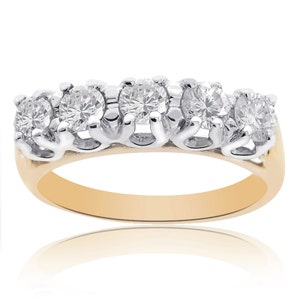 Ladies Round Brilliant Diamond Wedding Band in Two Tone 14K Gold (0.75 ctw)
