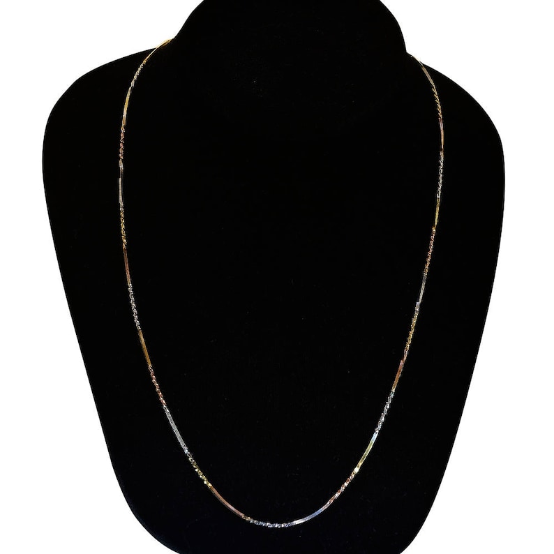 Twisted Snake Link Chain 18K Tricolor Gold Over Silver Made Etsy