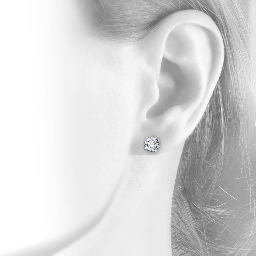 Orecchini donna eleganti con diamanti simulati taglio tondo 2 Orecchini donna eleganti con diamanti simulati taglio tondo 2