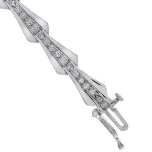 1.50 Carat Round Cut Diamond Fancy Link Bracelet 14K White Gold image 2