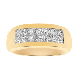 1.20 Carat Invisible Set Princess Cut Diamond Wedding Band 18K Yellow Gold