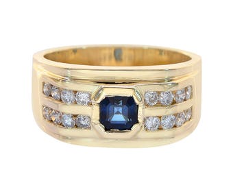 Gemelli Da Uomo 2 Carati Zaffiro Blu Laboratorio Con Diamanti – Argento 925 Placcato Oro – Era_jewelrybrich