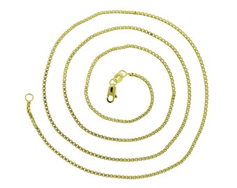 31" Box Link Chain Necklace 14K Yellow Gold Italy