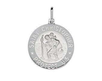 925 Sterling Silver Saint Christopher Medal Pendant Charm Italy