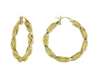 Twisted Hoop Earrings 14K Yellow Gold