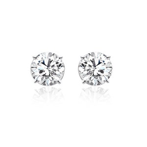 1.15 Carat Round Cut Diamond Stud Earrings F-G/VS2,SI1 14K White Gold