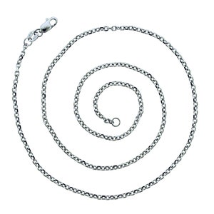 26&quot; Cable Rolo Link Chain Necklace 14K White Gold