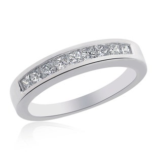 14K White Gold Princess Cut Diamond Wedding Ring 0.75 ctw