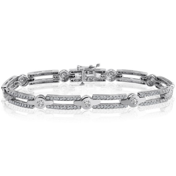 Carat Round Brilliant Cut Diamond Tennis Bracelet 14K White Gold