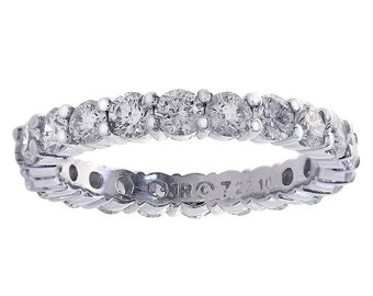 1.55 Carat Round Diamond Eternity Wedding Band 14K White Gold