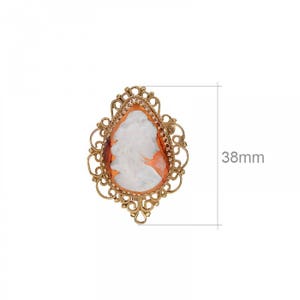 14k Yellow Gold Large Oval Cameo Portrait Pendant Brooch image 4