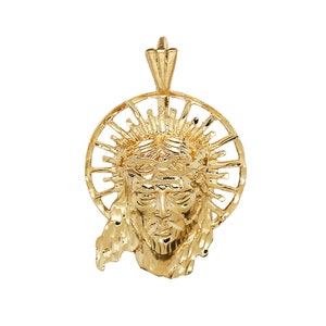 Colgante con cabeza de Jesús en oro amarillo de 14 quilates