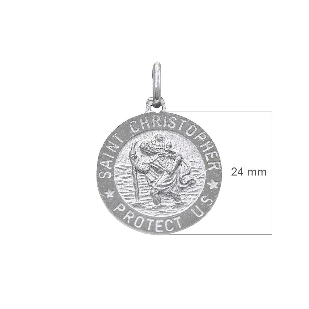 Medaglia Argento 925 Collana Uomo San Cristoforo In Argento Sterling - Medaglia Regalo Significativo Per Battesimo O Cresima