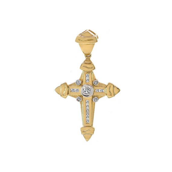 0.30 カラット ラウンドカット ダイヤモンド クロス ペンダント 14K