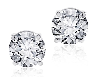 1.48 Carat Round Diamond Stud Earrings F-G/SI1-SI2 14K White Gold