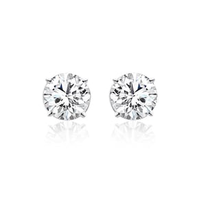 1.65 Carat Round Diamond Stud Earrings F-G/VS2, SI1 14K White Gold