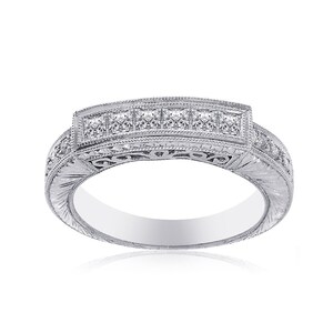 0.85 Carati Princess Cut Diamond Womens Wedding Band oro bianco 14K
