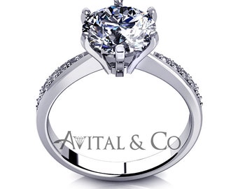 D/VVS1 Diamond Engagement Ring 1.50 Carat Round Cut 14k White/Yellow Gold Bridal Jewelry