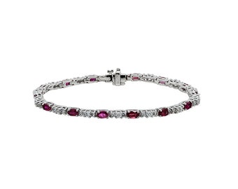 14K White Gold 5.50 Ct. tw. Ruby and Diamond Bracelet