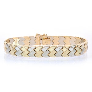 10mm Ladies 14K Two Tone Gold Fancy Link Bracelet