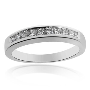 14K White Gold Princess Cut Diamond Wedding Ring 0.90ctw