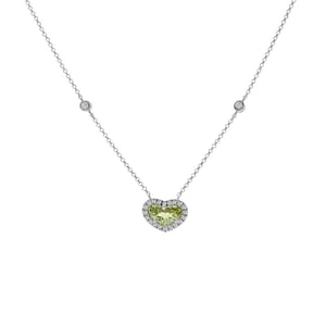 1.20 Ct. tw. Green Peridot And Diamond Pendant On Cable Link Chain 14K