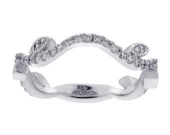 0.45 Carat Leaf Curved Diamond Womens Wedding Ring 14K White Gold "Artcarved"