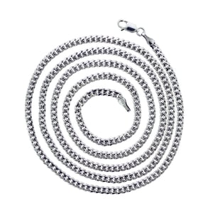 3.4mm Solid Cuban Link 30&#39;&#39; Chain Necklace 14K White Gold